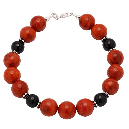 Schmuck Krone Armband aus Koralle & Onyx & 925er Silber schwarz rot Armkette Armschmuck von Schmuck Krone
