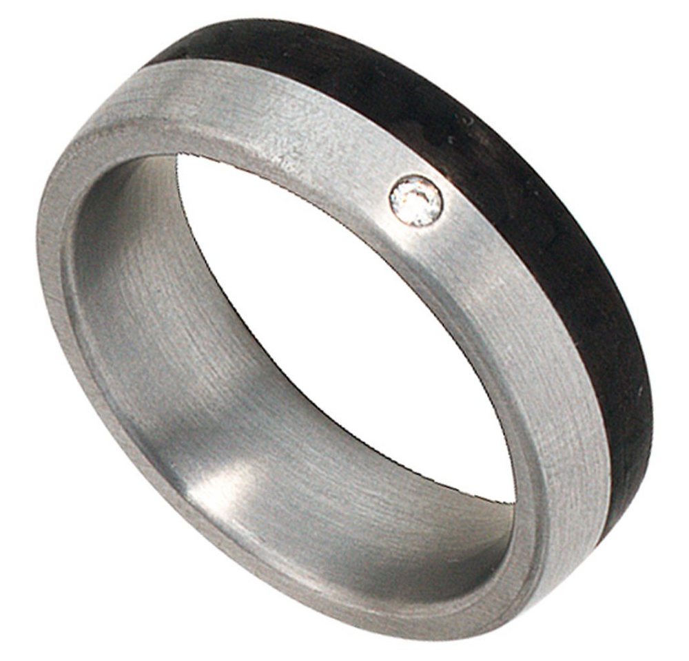 Schmuck Krone Diamantring Partnerring Ring mit Diamant Brillant Edelstahl mit Carbon Unisex von Schmuck Krone