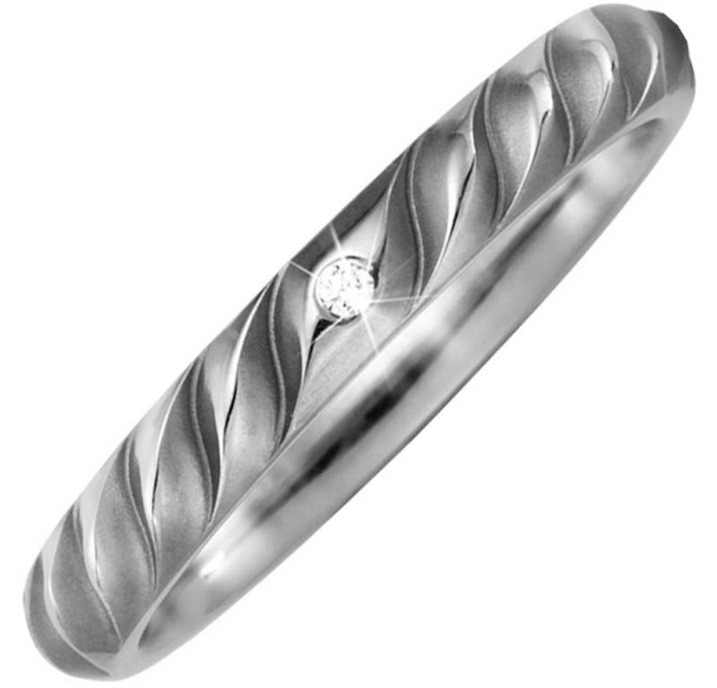 Schmuck Krone Diamantring Ring aus Titan mit Brillant, gerillt teilmattiert von Schmuck Krone