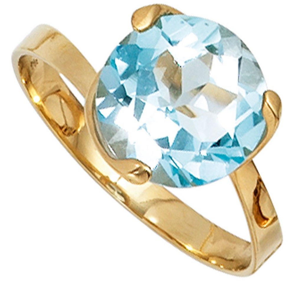 Schmuck Krone Fingerring Damen Ring mit Blautopas, 585 Gelbgold, Gold 585 von Schmuck Krone