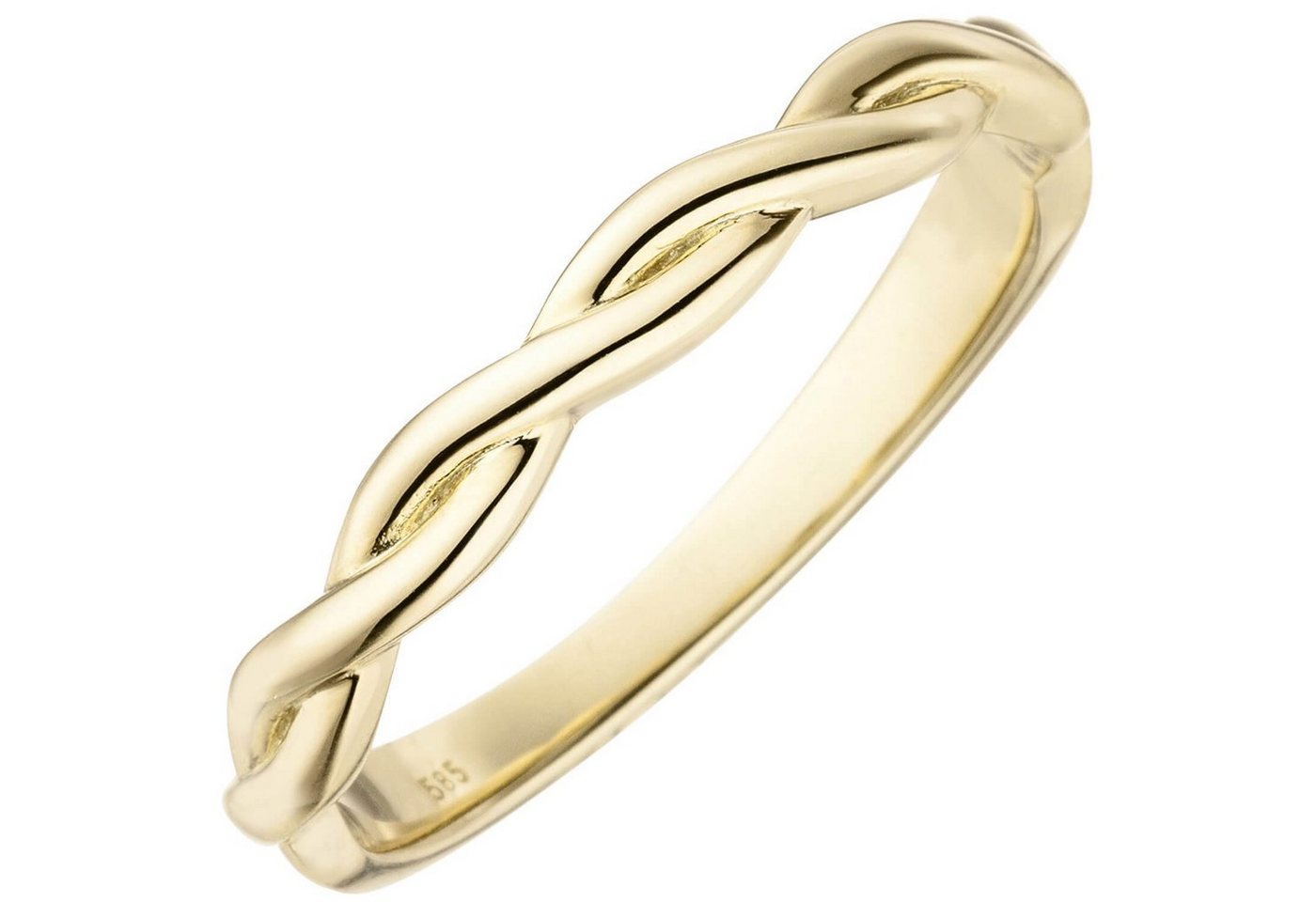 Schmuck Krone Fingerring Ring Damenring 2-reihig geflochten 585 Gold Gelbgold Fingerschmuck Gelbgoldring, Gold 585 von Schmuck Krone