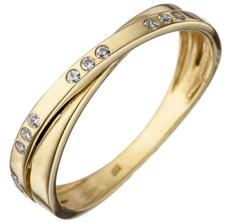 Schmuck Krone Goldring Damenring mit 15 weißen Zirkonia, 333 Gelbgold, Gold 333 von Schmuck Krone