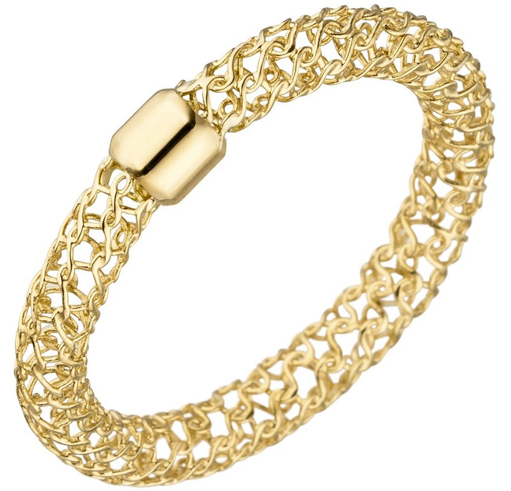 Schmuck Krone Fingerring Ring Damenring 3,2x3mm aus 750 Gold Gelbgold Goldring mit Muster geflochten, Gold 750 von Schmuck Krone