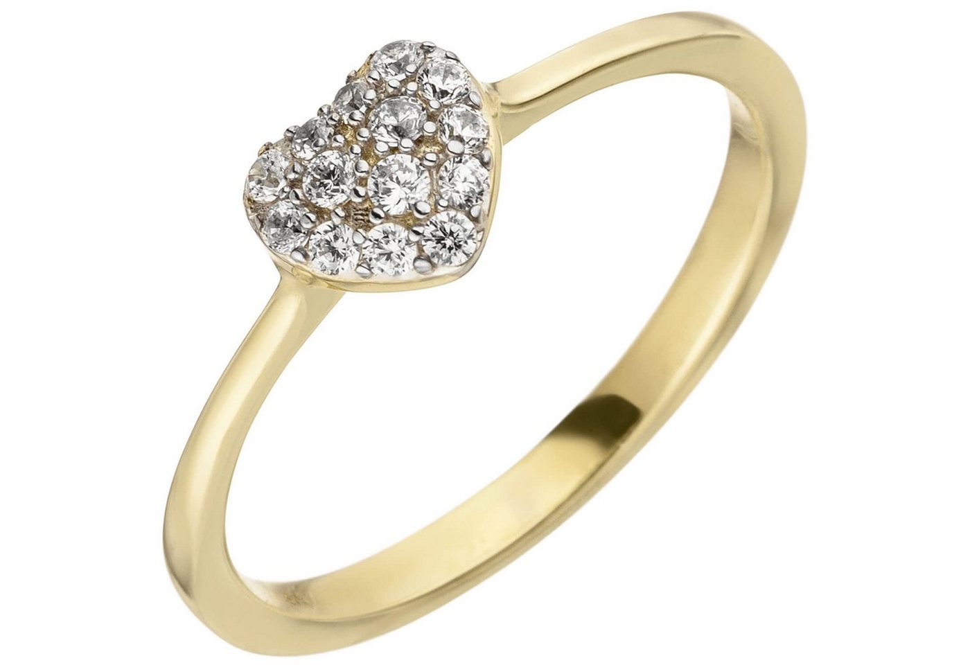 Schmuck Krone Goldring Ring Herz mit weißen Zirkonia 375 Gelbgold, Gold 375 Schmuck Krone Goldring Ring Herz mit weißen Zirkonia 375 Gelbgold, Gold 375 von Schmuck Krone
