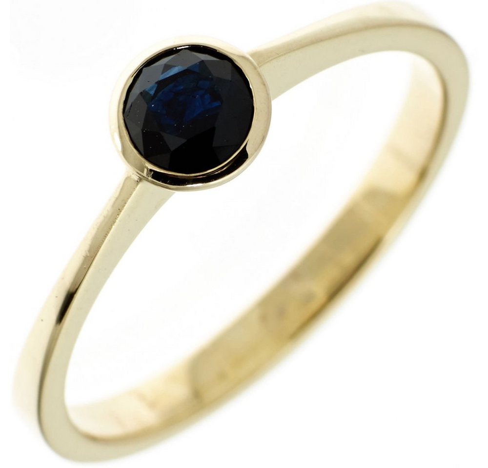 Schmuck Krone Fingerring Ring Damenring Safir Saphir blau 333 Gold Gelbgold Saphirring schlicht, Gold 333 von Schmuck Krone