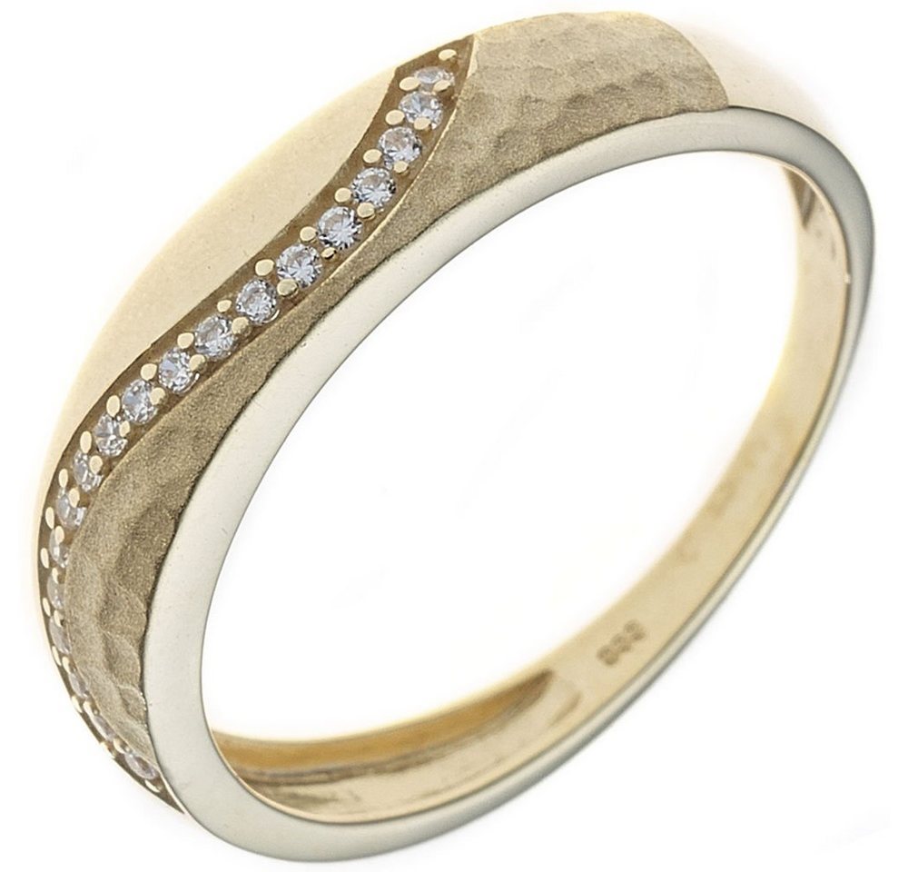 Schmuck Krone Fingerring Ring Damenring aus 333 Gold Gelbgold teilmattiert Zirkonia Goldring, Gold 333 von Schmuck Krone