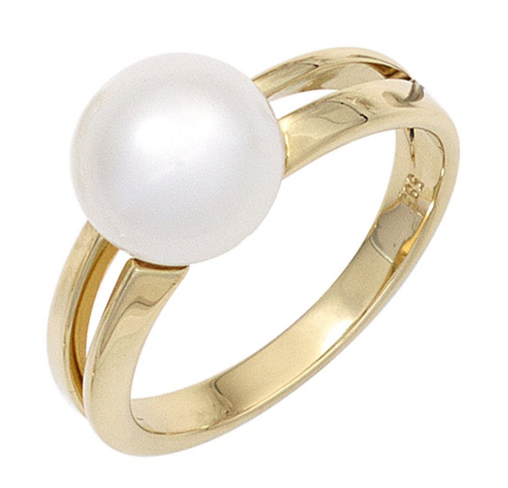 Schmuck Krone Fingerring Ring Damenring mit Perle Süßwasser Zuchtperle 585 Gold Gelbgold Perlenring, Gold 585 von Schmuck Krone