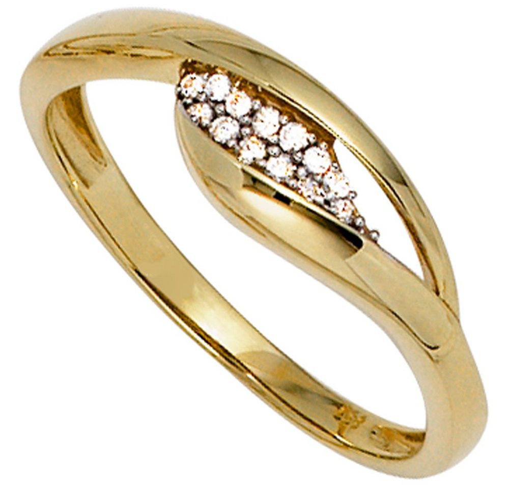 Schmuck Krone Fingerring Ring Damenring mit Zirkonia 333 Gold Gelbgold Fingerring Goldring, Gold 333 von Schmuck Krone