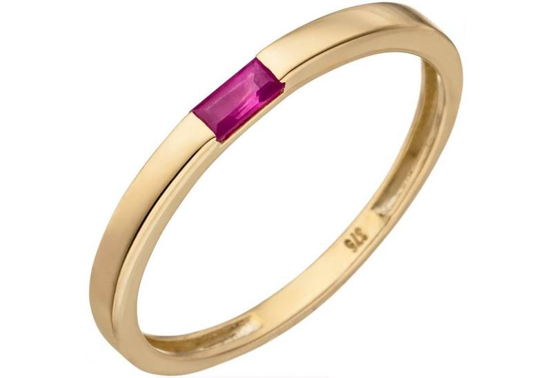 Schmuck Krone Fingerring Ring Damenring mit rotem Rubin 375 Gold Gelbgold Goldring Fingerschmuck, Gold 375 von Schmuck Krone