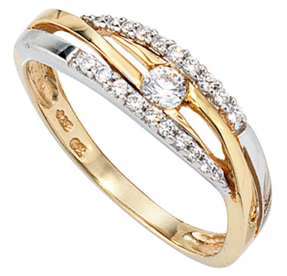 Schmuck Krone Fingerring Ring Goldring Damenring mit Zirkonia 333 Gold Gelbgold & Weißgold, Gold 333 von Schmuck Krone