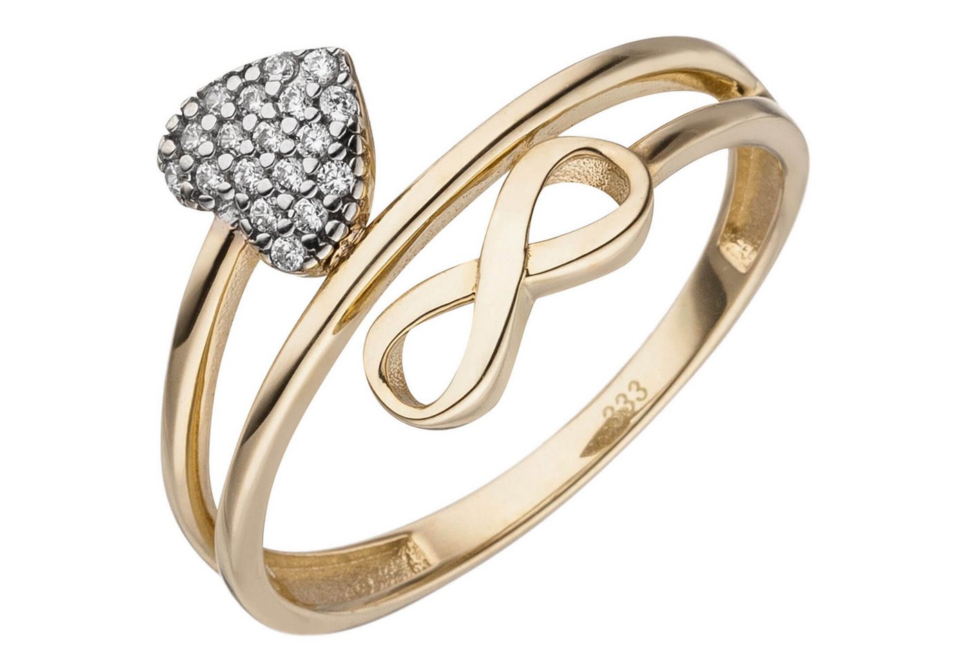 Schmuck Krone Goldring Ring aus 333 Gelbgold Unendlichkeit & Herz mit Zirkonia, Gold 333 Schmuck Krone Goldring Ring aus 333 Gelbgold Unendlichkeit & Herz mit Zirkonia, Gold 333 von Schmuck Krone