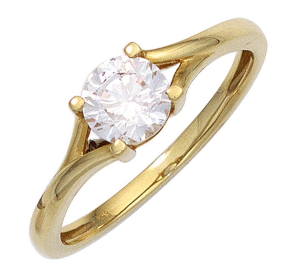 Schmuck Krone Fingerring Solitär Ring Damenring mit Zirkonia weiß 333 Gold Gelbgold Fingerschmuck, Gold 333 von Schmuck Krone