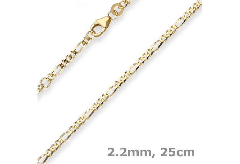 Schmuck Krone Fußkette 2,2mm Figarokette diamantiert Fusskette aus 333 Gelbgold 25cm, Gold 333 von Schmuck Krone