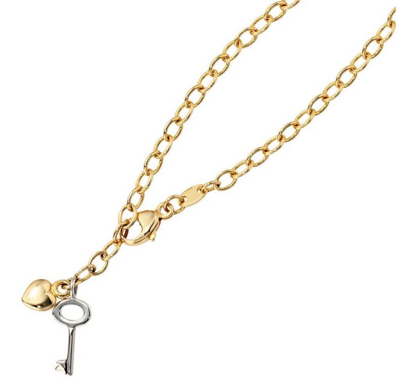 Schmuck Krone Fußkette Fußkettchen Herz mit Schlüssel, 585 Gold, Gold 585 von Schmuck Krone