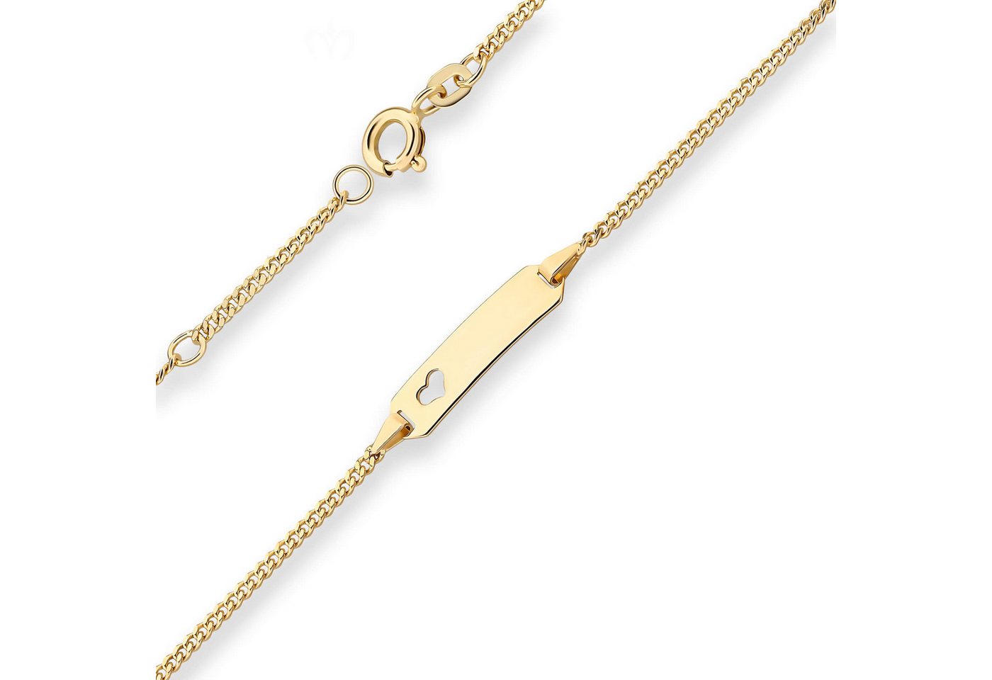 Schmuck Krone Goldarmband 1,7mm Id-Armband Panzerkette Schildband, Herz 585 Gelbgold 14cm, Gold 585 von Schmuck Krone