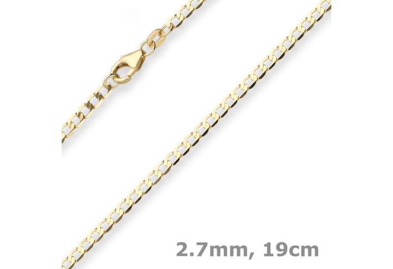 Schmuck Krone Goldarmband 2,7mm Armband Panzerkette weit aus 333 Gelbgold 19cm, Gold 333 von Schmuck Krone