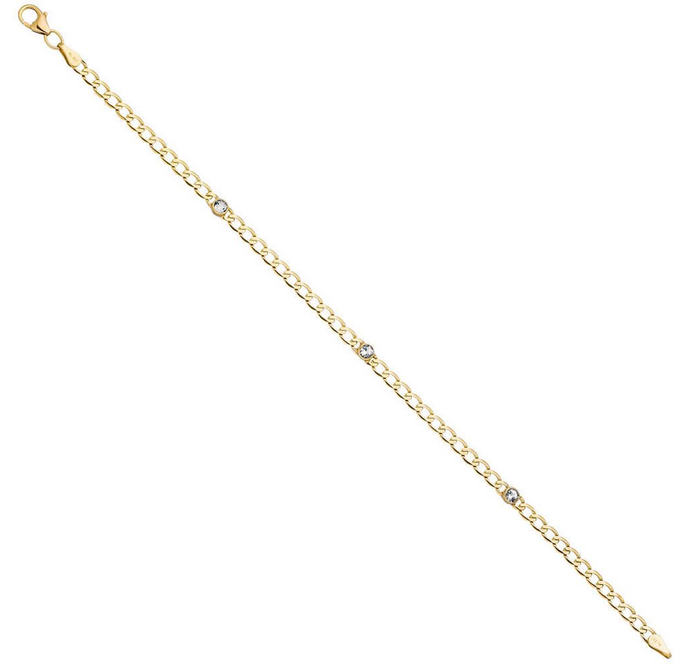 Schmuck Krone Goldarmband 3,6mm Armband mit Blautopas, 333 Gelbgold, 19cm, Gold 333 von Schmuck Krone