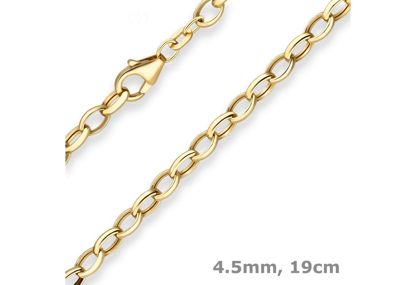 Schmuck Krone Goldarmband 4,5mm Armband Erbskette hohl aus 375 Gelbgold 19cm, Gold 375 von Schmuck Krone