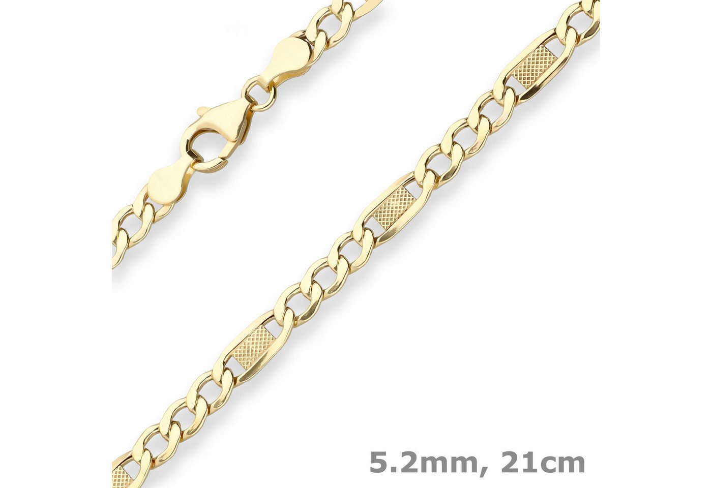 Schmuck Krone Goldarmband 5,2mm Armband Fantasiekette hohl aus 333 Gelbgold 21cm, Gold 333 Schmuck Krone Goldarmband 5,2mm Armband Fantasiekette hohl aus 333 Gelbgold 21cm, Gold 333 von Schmuck Krone