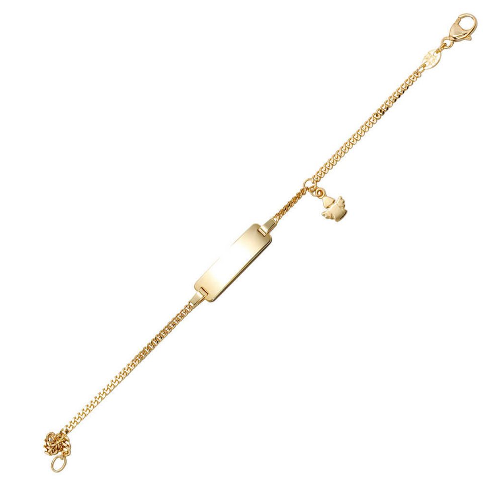 Schmuck Krone Goldarmband Goldarmband für Kinder Panzerkette Schildband mit Engel 585 Gold Gelbgold 14cm von Schmuck Krone