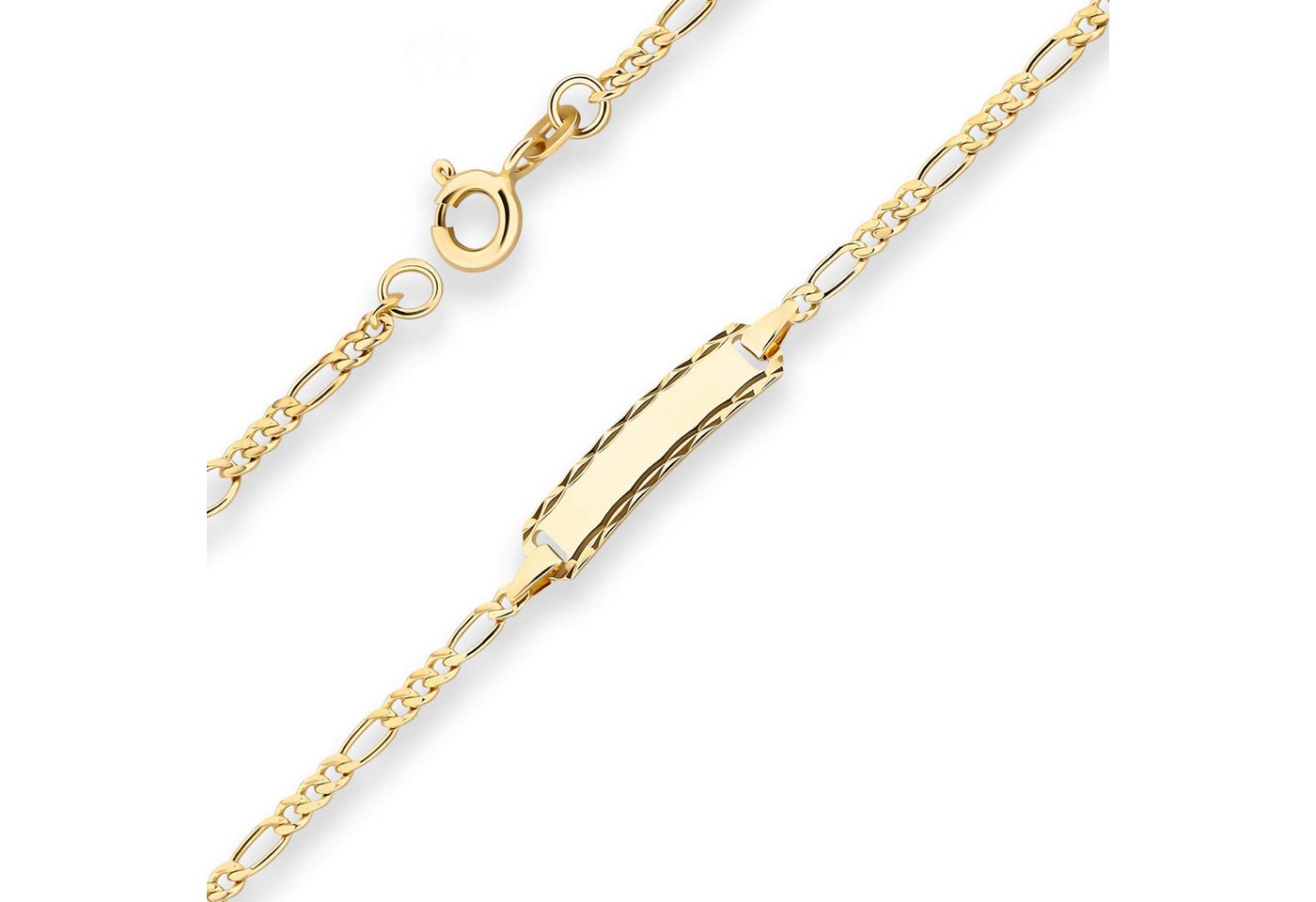 Schmuck Krone Goldarmband Id-Armband Figarokette diamantiert Schildband 585 Gelbgold 16cm, Gold 585 Schmuck Krone Goldarmband Id-Armband Figarokette diamantiert Schildband 585 Gelbgold 16cm, Gold 585 von Schmuck Krone