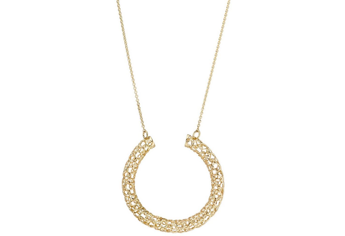 Schmuck Krone Goldkette 0,7mm Collier Ankerkette mit Anhänger geflochten, 750 Gold Gelbgold, 42-45cm von Schmuck Krone