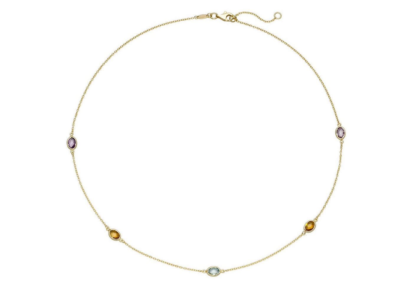 Schmuck Krone Goldkette 0,8mm Collier Ankerkette Blautopas Amethysten Citrinen 585 Gold Gelbgold 42-45cm von Schmuck Krone