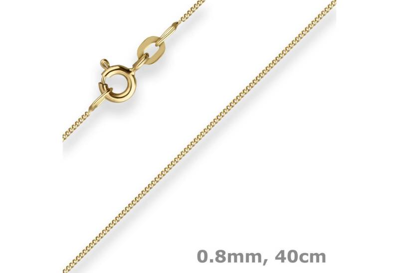 Schmuck Krone Goldkette 0,8mm Panzerkette aus 375 Gelbgold 40cm, Gold 375 von Schmuck Krone