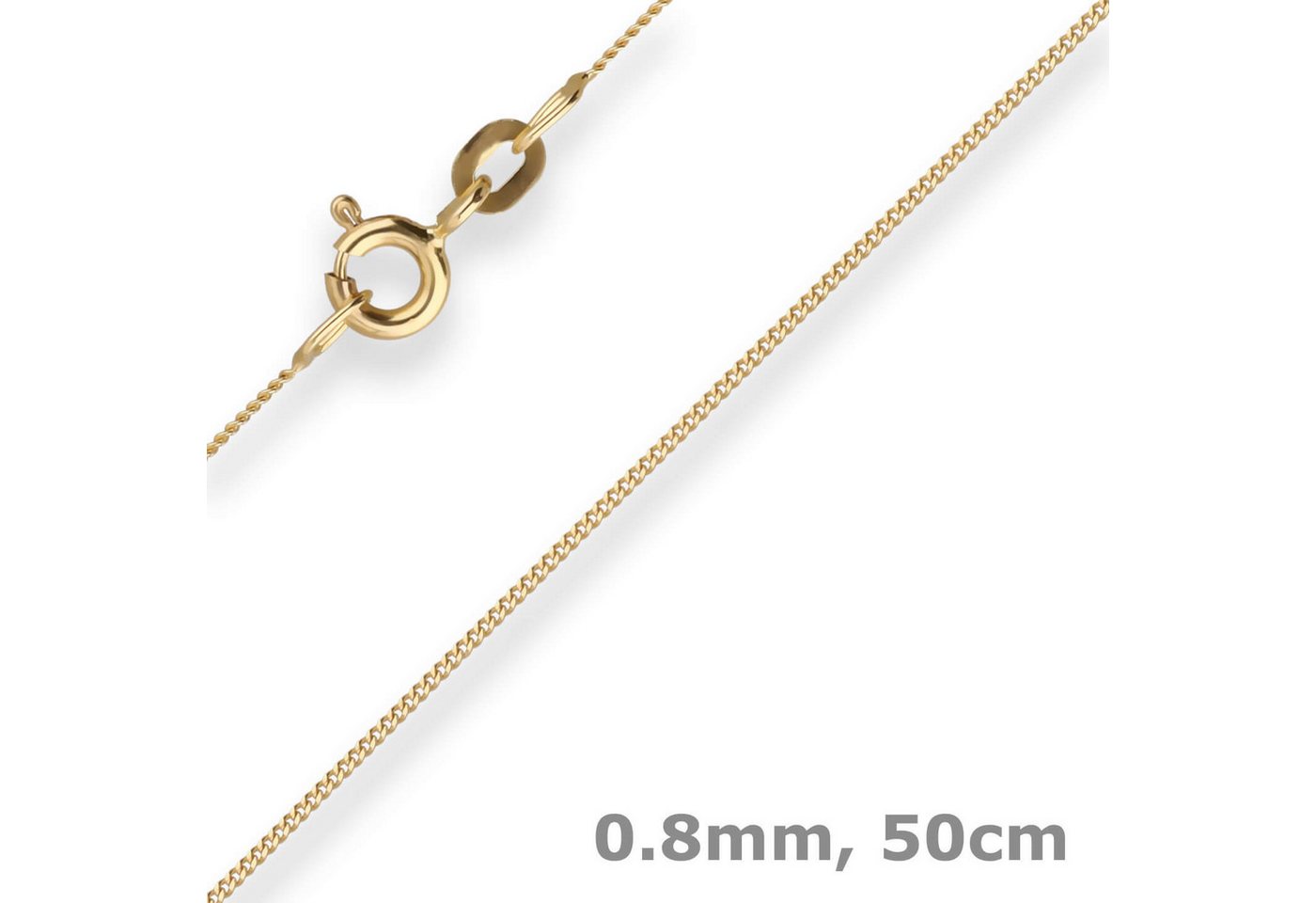 Schmuck Krone Goldkette 0,8mm Panzerkette aus 375 Gelbgold 50cm, Gold 375 von Schmuck Krone