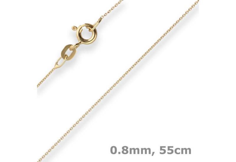 Schmuck Krone Goldkette 0,8mm Rund-Ankerkette aus 333 Gelbgold 55cm, Gold 333 von Schmuck Krone