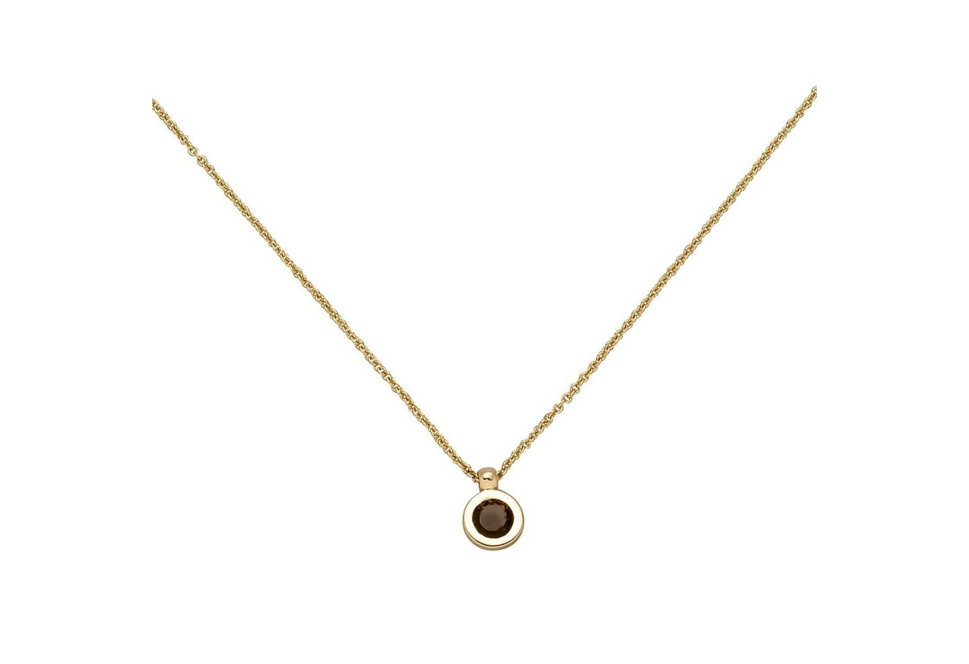 Schmuck Krone Goldkette 0,9mm Collier Ankerkette mit Anhänger aus Rauchquarz, 585 Gold Gelbgold, 45cm von Schmuck Krone