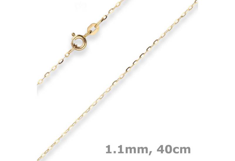 Schmuck Krone Goldkette 1,1mm Ankerkette flach aus 333 Gelbgold 40cm, Gold 333 von Schmuck Krone