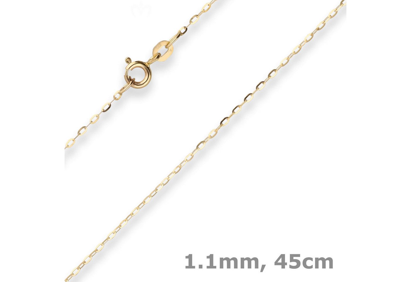 Schmuck Krone Goldkette 1,1mm Ankerkette flach aus 585 Gelbgold 45cm, Gold 585 Schmuck Krone Goldkette 1,1mm Ankerkette flach aus 585 Gelbgold 45cm, Gold 585 von Schmuck Krone