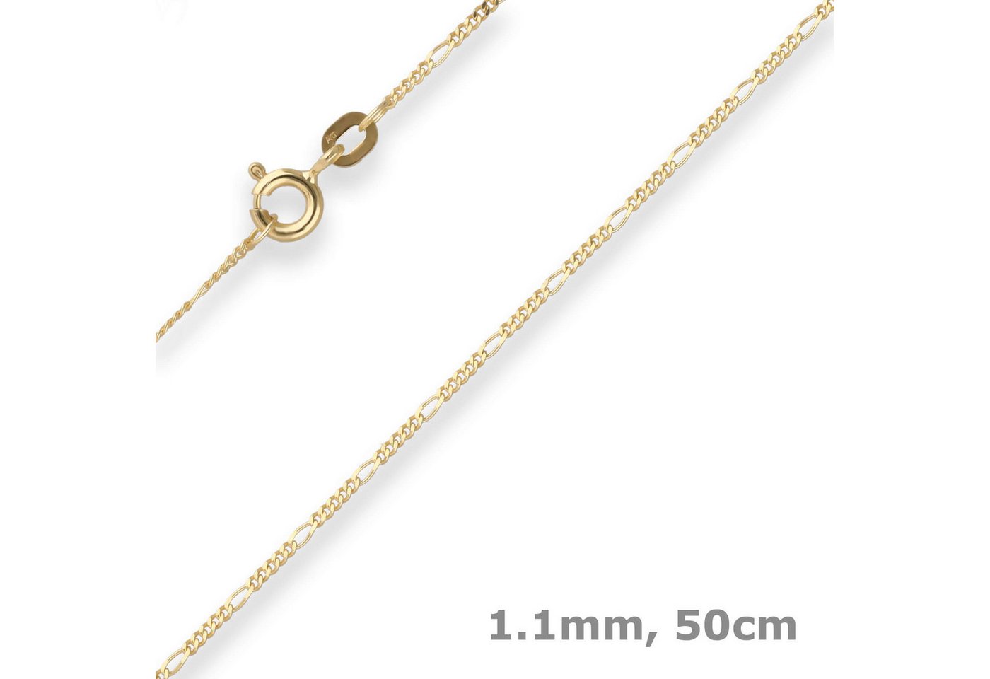 Schmuck Krone Goldkette 1,1mm Figarokette diamantiert aus 585 Gelbgold 50cm, Gold 585 Schmuck Krone Goldkette 1,1mm Figarokette diamantiert aus 585 Gelbgold 50cm, Gold 585 von Schmuck Krone