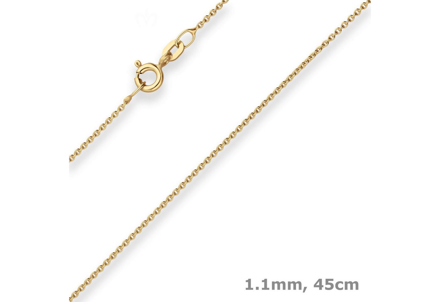 Schmuck Krone Goldkette 1,1mm Rund-Ankerkette aus 333 Gelbgold 45cm, Gold 333 Schmuck Krone Goldkette 1,1mm Rund-Ankerkette aus 333 Gelbgold 45cm, Gold 333 von Schmuck Krone