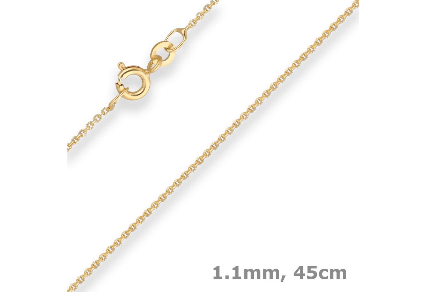 Schmuck Krone Goldkette 1,1mm Rund-Ankerkette aus 333 Gelbgold 45cm, Gold 333 Schmuck Krone Goldkette 1,1mm Rund-Ankerkette aus 333 Gelbgold 45cm, Gold 333 von Schmuck Krone