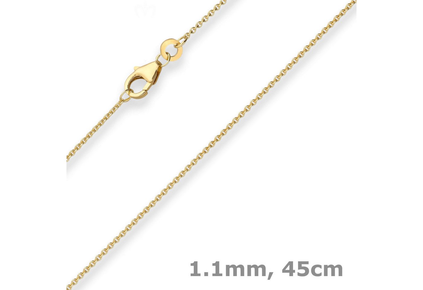 Schmuck Krone Goldkette 1,1mm Rund-Ankerkette aus 375 Gelbgold 45cm, Gold 375 Schmuck Krone Goldkette 1,1mm Rund-Ankerkette aus 375 Gelbgold 45cm, Gold 375 von Schmuck Krone