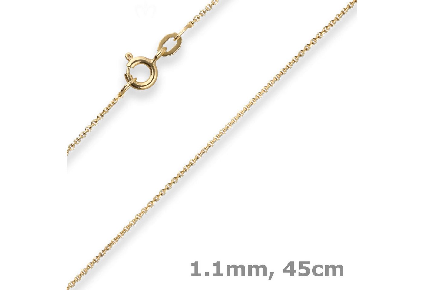 Schmuck Krone Goldkette 1,1mm Rund-Ankerkette aus 375 Gelbgold 45cm, Gold 375 von Schmuck Krone