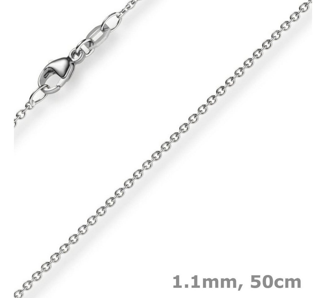 Schmuck Krone Goldkette 1,1mm Rund-Ankerkette aus 750 Weißgold, 50cm, Gold 750 von Schmuck Krone