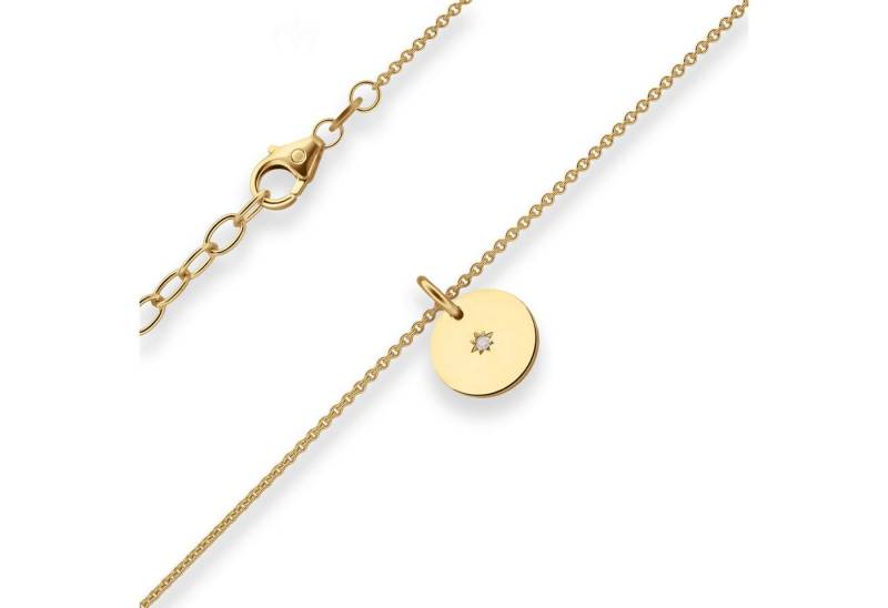 Schmuck Krone Goldkette 1,1mm Rund-Ankerkette kleine Windrose aus 585 Gelbgold 42cm, Gold 585 von Schmuck Krone