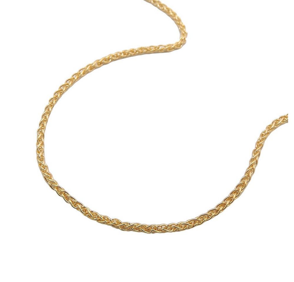 Schmuck Krone Goldkette 1,1mm feine Zopfkette Halskette aus 9Kt 375 Gold Gelbgold 45cm, Gold 375 von Schmuck Krone