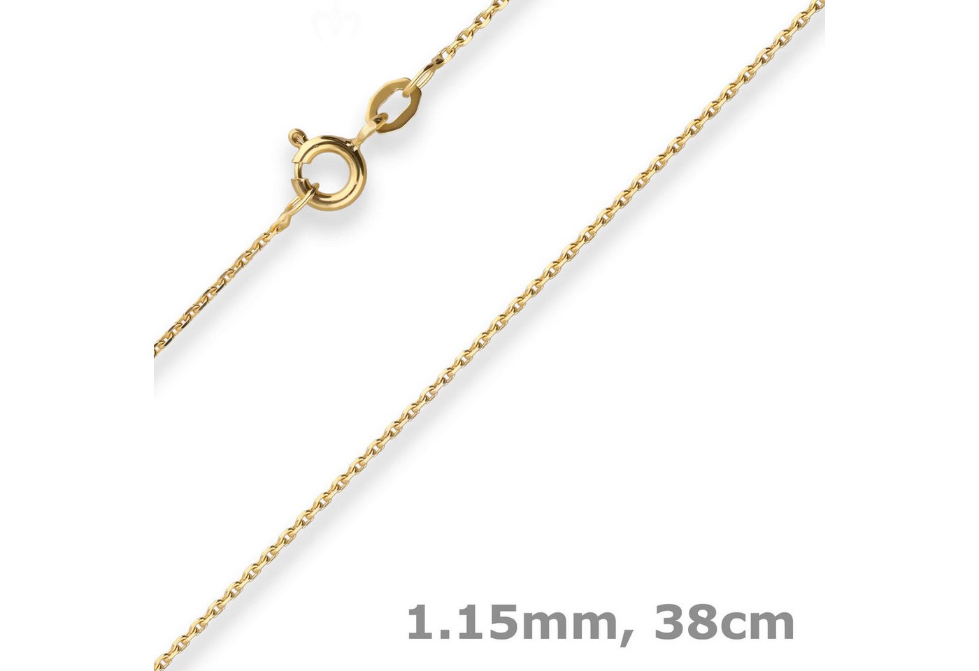 Schmuck Krone Goldkette 1,2mm Ankerkette diamantiert aus 333 Gelbgold 38cm, Gold 333 Schmuck Krone Goldkette 1,2mm Ankerkette diamantiert aus 333 Gelbgold 38cm, Gold 333 von Schmuck Krone