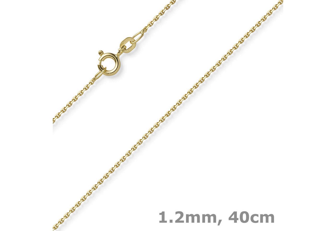 Schmuck Krone Goldkette 1,2mm Ankerkette diamantiert aus 585 Gelbgold 40cm, Gold 585 von Schmuck Krone
