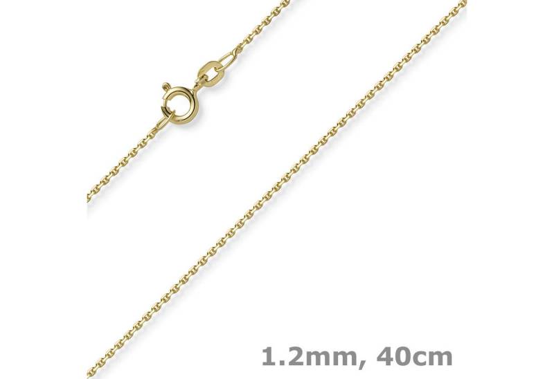 Schmuck Krone Goldkette 1,2mm Ankerkette diamantiert aus 585 Gelbgold 40cm, Gold 585 von Schmuck Krone