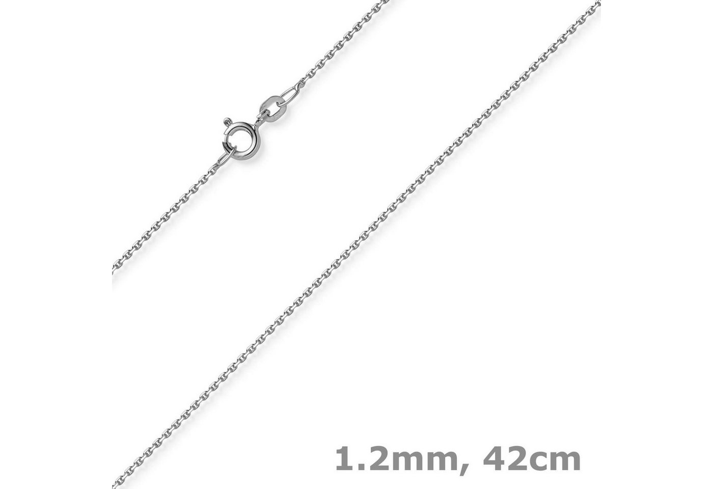Schmuck Krone Goldkette 1,2mm Ankerkette diamantiert aus 750 Weißgold 42cm, Gold 750 von Schmuck Krone
