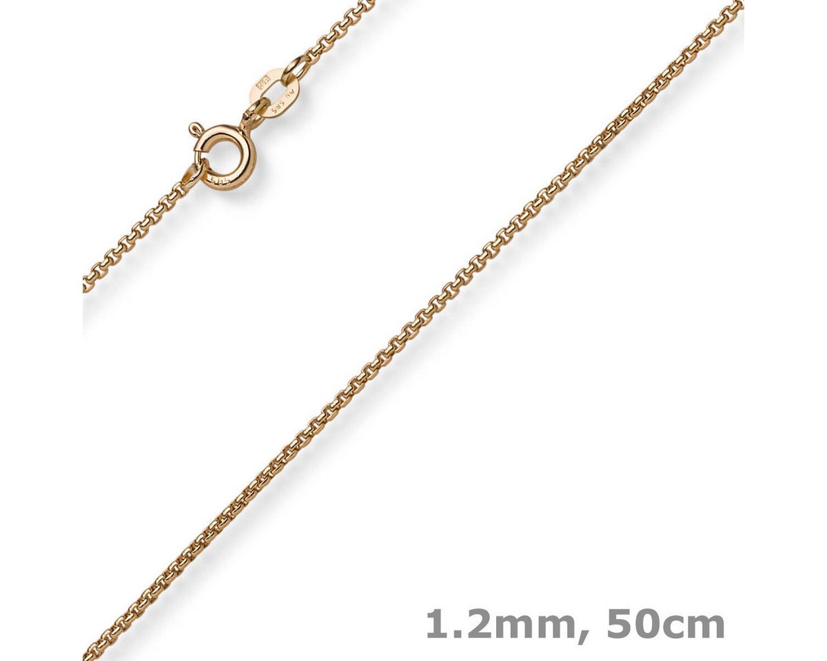 Schmuck Krone Goldkette 1,2mm Collier runde Veneziakette 585 Rotgold 50cm, Gold 585 von Schmuck Krone