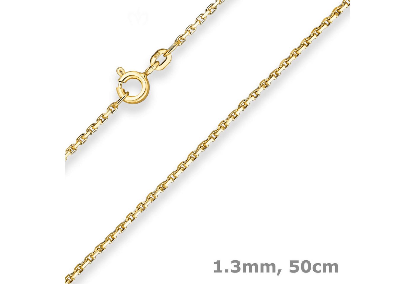 Schmuck Krone Goldkette 1,3mm Ankerkette diamantiert aus 333 Gelbgold 50cm, Gold 333 Schmuck Krone Goldkette 1,3mm Ankerkette diamantiert aus 333 Gelbgold 50cm, Gold 333 von Schmuck Krone