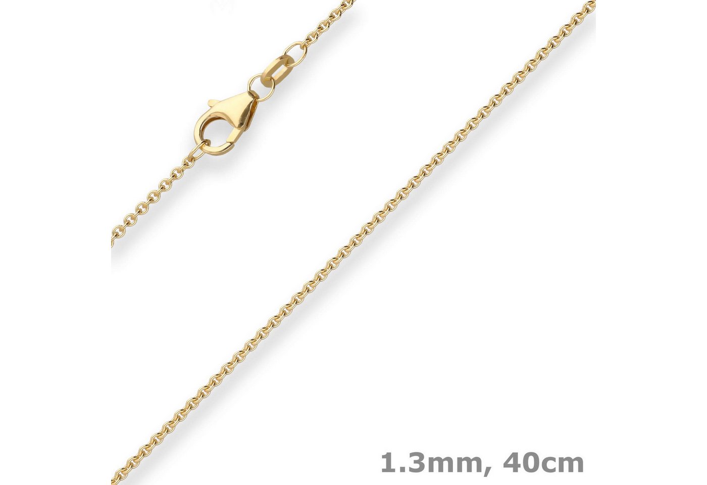Schmuck Krone Goldkette 1,3mm Rund-Ankerkette aus 585 Gelbgold 40cm mit Zwischenöse, Gold 585 Schmuck Krone Goldkette 1,3mm Rund-Ankerkette aus 585 Gelbgold 40cm mit Zwischenöse, Gold 585 von Schmuck Krone