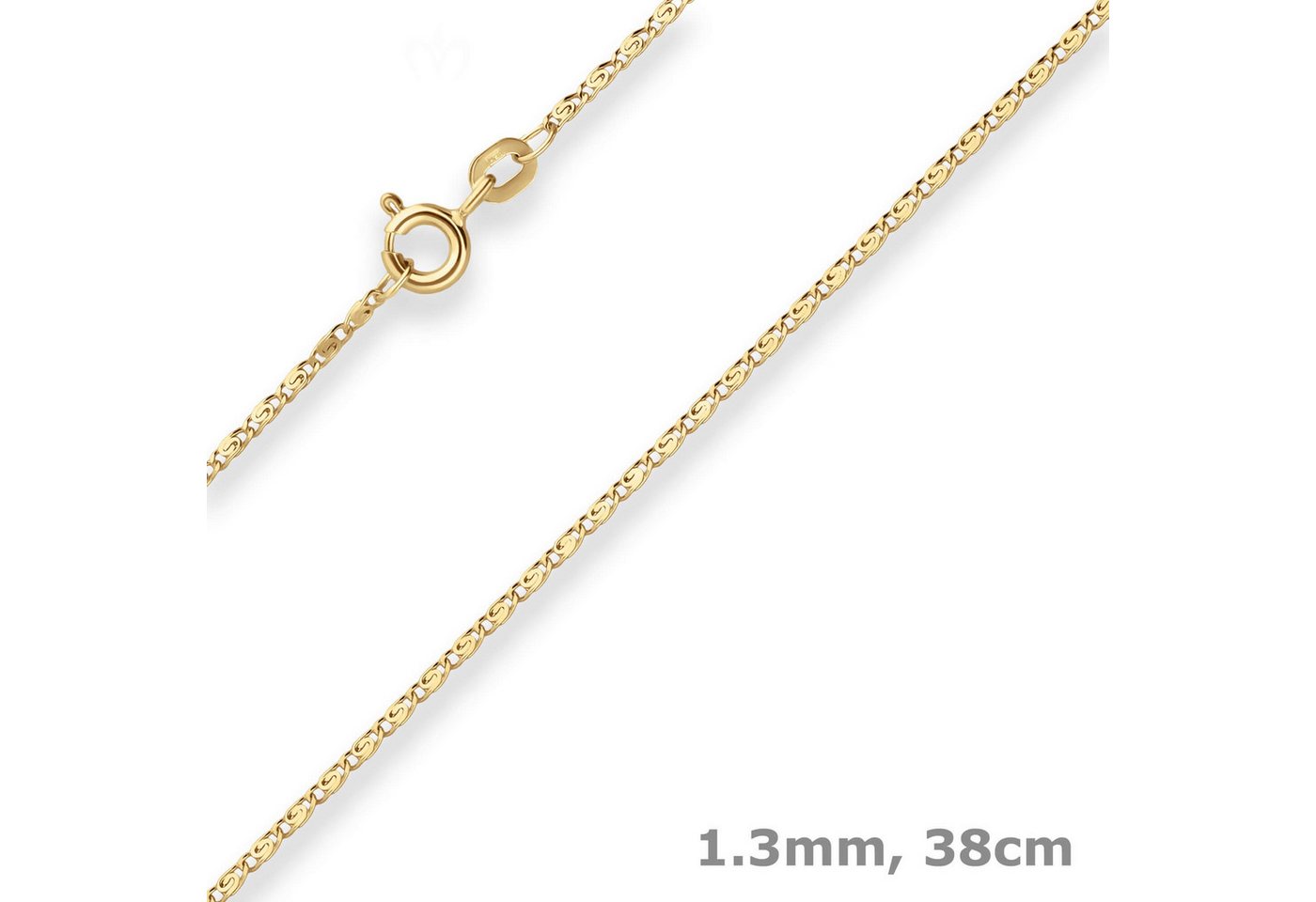 Schmuck Krone Goldkette 1,3mm S-Panzerkette aus 333 Gelbgold 38cm, Gold 333 Schmuck Krone Goldkette 1,3mm S-Panzerkette aus 333 Gelbgold 38cm, Gold 333 von Schmuck Krone