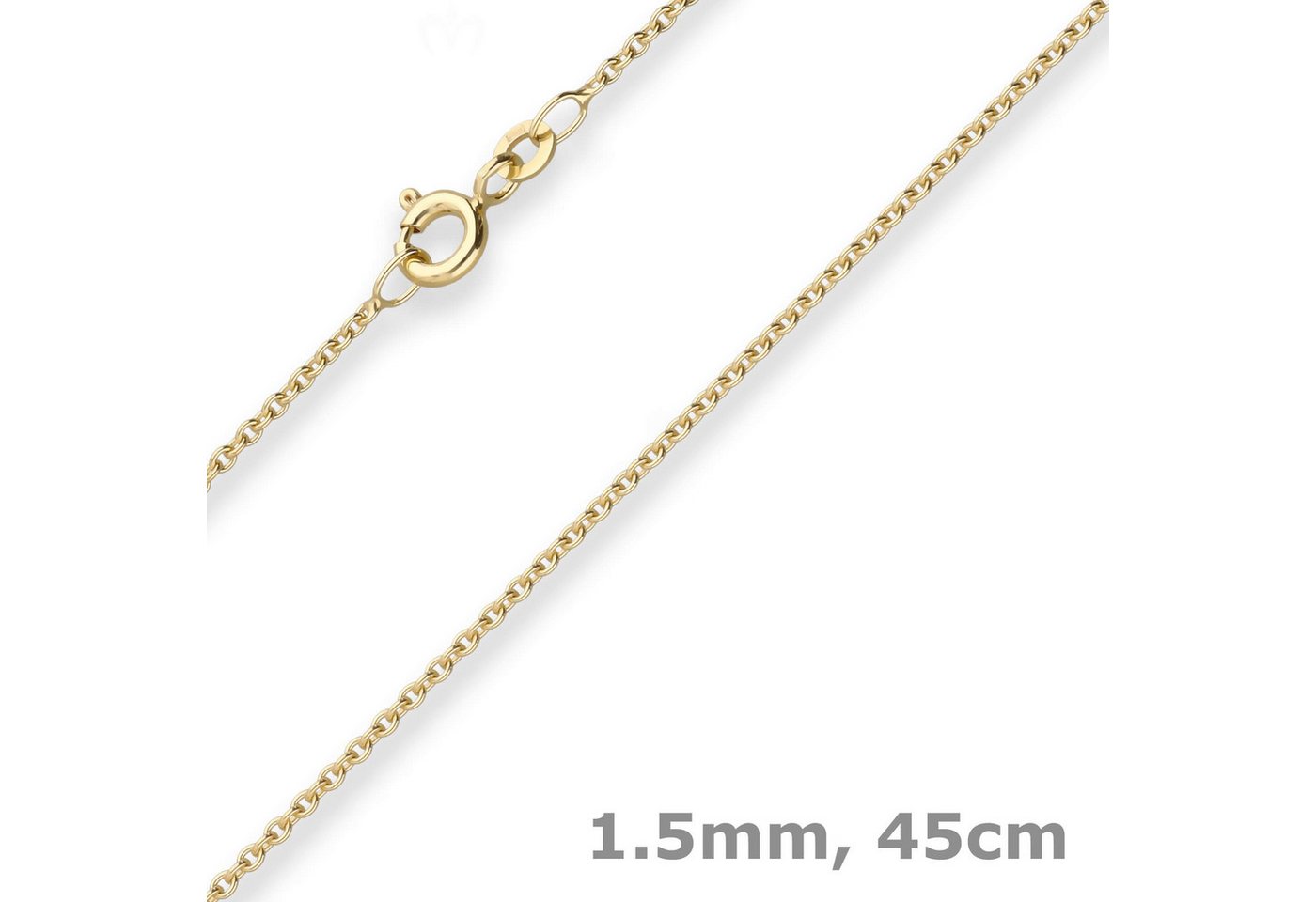 Schmuck Krone Goldkette 1,5mm Rund-Ankerkette aus 333 Gelbgold 45cm, Gold 333 Schmuck Krone Goldkette 1,5mm Rund-Ankerkette aus 333 Gelbgold 45cm, Gold 333 von Schmuck Krone